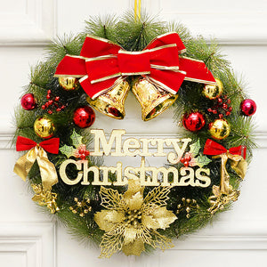 Christmas Wreath with Lights Festive Door or Wall Decoration with Ornaments and Bows