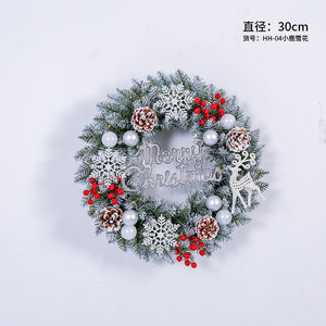 Christmas Wreath with Lights Snowflake Rattan Door Hanging Decoration, 50/60cm, Festive Ornaments for Holiday Home Décor