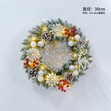 Christmas Wreath with Lights Snowflake Rattan Door Hanging Decoration, 50/60cm, Festive Ornaments for Holiday Home Décor