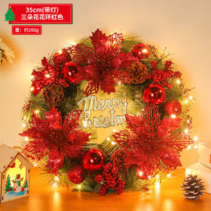 Christmas Wreath with Lights Festive Door or Wall Decoration with Ornaments and Bows