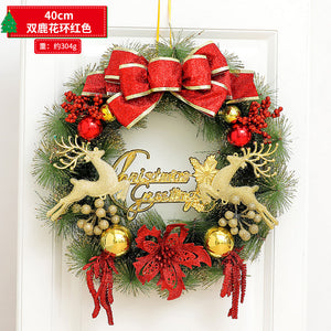 Christmas Wreath with Lights Festive Door or Wall Decoration with Ornaments and Bows