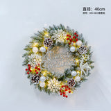 Christmas Wreath with Lights Snowflake Rattan Door Hanging Decoration, 50/60cm, Festive Ornaments for Holiday Home Décor