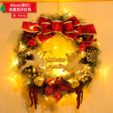 Christmas Wreath with Lights Festive Door or Wall Decoration with Ornaments and Bows