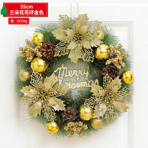 Christmas Wreath with Lights Festive Door or Wall Decoration with Ornaments and Bows