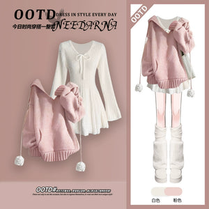 Women's High-Quality Sweater and Skirt Set – Elegant OOTD Outfit for Late Autumn and Early Winter