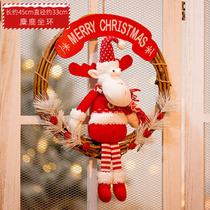 Christmas Wreath with Lights Festive Door or Wall Decoration with Ornaments and Bows