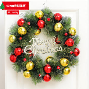 Christmas Wreath with Lights Festive Door or Wall Decoration with Ornaments and Bows