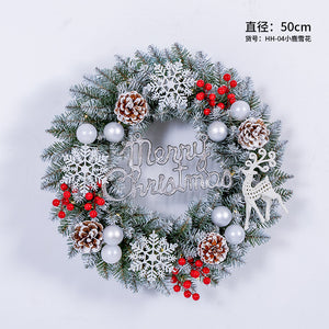 Christmas Wreath with Lights Snowflake Rattan Door Hanging Decoration, 50/60cm, Festive Ornaments for Holiday Home Décor