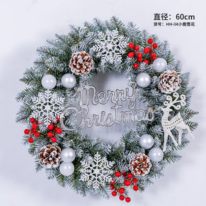 Christmas Wreath with Lights Snowflake Rattan Door Hanging Decoration, 50/60cm, Festive Ornaments for Holiday Home Décor