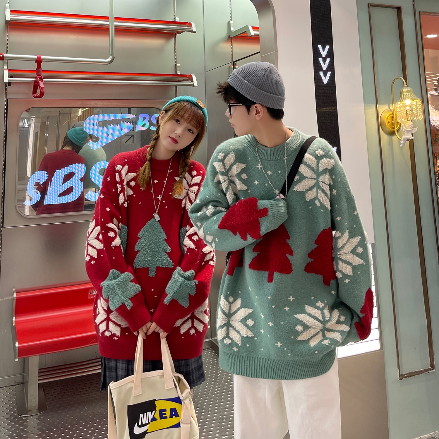 Christmas Elk Couple Sweater – 2021 Winter Knitted Jacket, Loose and Stylish Holiday Pullover for Men and Women