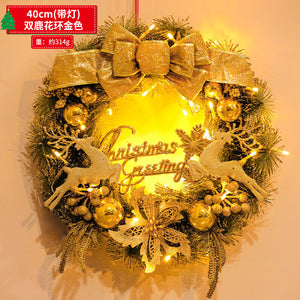 Christmas Wreath with Lights Festive Door or Wall Decoration with Ornaments and Bows