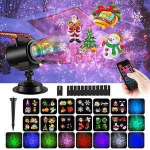 Christmas Snowflake Projection Light – High Brightness LED Floodlight with Replaceable Film Patterns for Holiday and Halloween Scenes