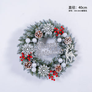 Christmas Wreath with Lights Snowflake Rattan Door Hanging Decoration, 50/60cm, Festive Ornaments for Holiday Home Décor