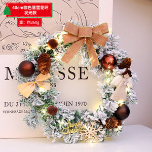 Christmas Wreath with Lights Festive Door or Wall Decoration with Ornaments and Bows