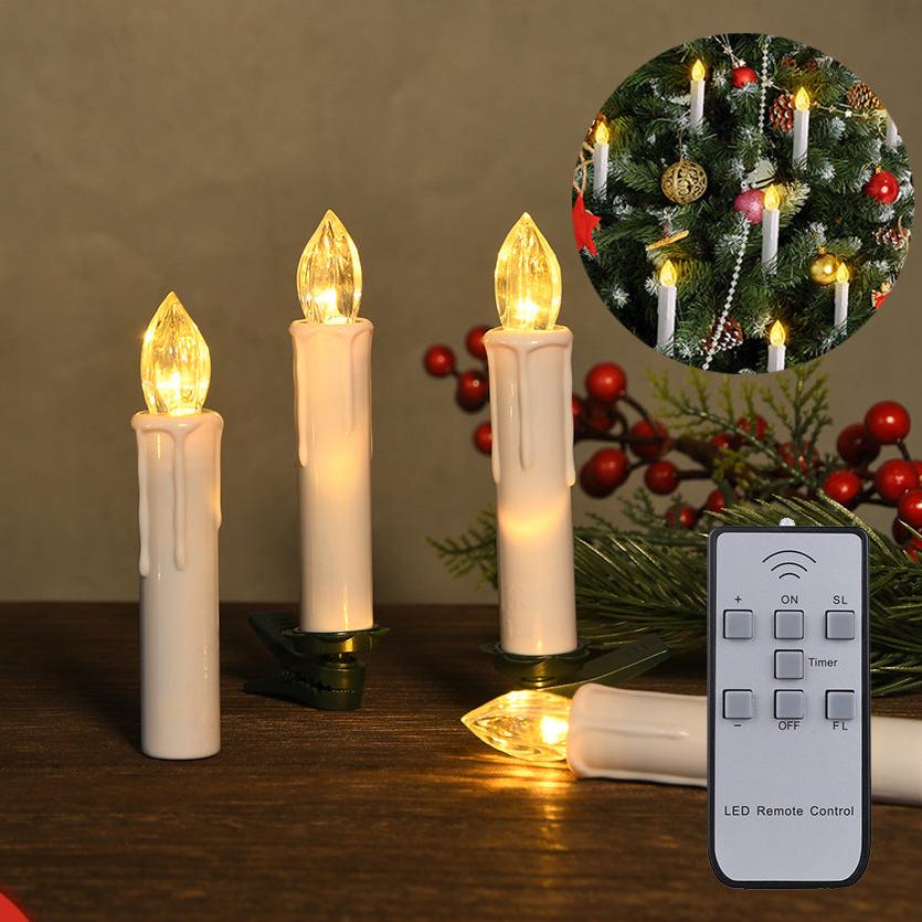 LED Christmas Tree Candles with Remote Control Flameless Plastic Candle Lights for Holiday Decoration, Timing Feature Included