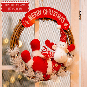 Christmas Wreath with Lights Festive Door or Wall Decoration with Ornaments and Bows