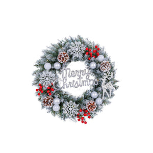 Christmas Wreath with Lights Snowflake Rattan Door Hanging Decoration, 50/60cm, Festive Ornaments for Holiday Home Décor