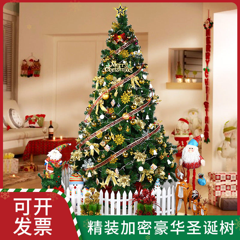 Luxury Floor-to-Ceiling Christmas Tree Set Complete Decoration Kit for Hotels, Malls, and Window Displays