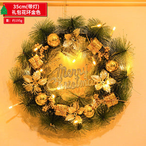 Christmas Wreath with Lights Festive Door or Wall Decoration with Ornaments and Bows