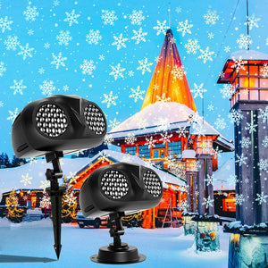 Christmas Snowflake Projection Light – High Brightness LED Floodlight with Replaceable Film Patterns for Holiday and Halloween Scenes